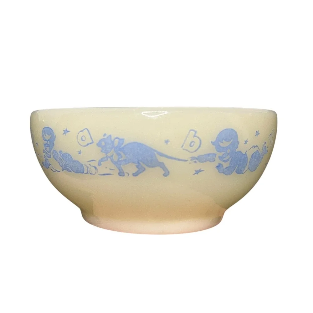 ANCHOR HOCKING FIRE KING RARE BABY BOWL BLUE W/CRAWLING BABY CHILDS‎ 5